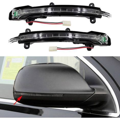 1 pair of black ABS rearview mirrors with side lights, turn signals, side mirrors, and hazard lights. (1/4)