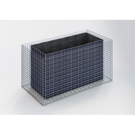 Gabiondeco - Jardinière Gabion. 200 cm x 100 cm x 100 cm (L x H x P). taille des mailles 5 x 5 cm. Épaisseur des parois 15 cm - Made in Ger...
