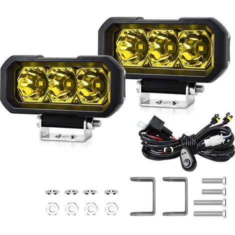 Eosnow Lot de 2 projecteurs de travail LED, 5 pouces, antibrouillard, étanche IP68, 240 W, tout-terrain, pour voitures, camions, motos, SUV, jardins, bâtiments, avec faisceau de câbles et projecteur j (1/5)