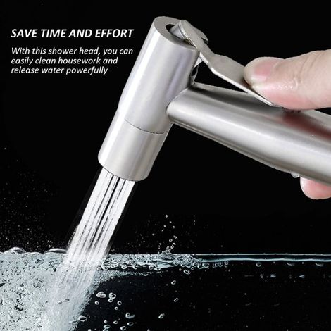 Doccetta portatile, doccetta in acciaio inox, doccetta bidet per WC, doccetta portatile, argento (1/5)