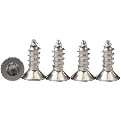 INHHUB 200pcs M3 x 10 Fully Threaded Torx Countersunk Head Wood Screws A2 Chipboard Self Tapping Screws Standard Quincunx Stainless Steel Fully Thread Fastener for Woodworking (1/4)