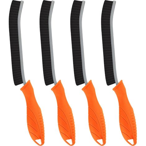 4 Pièces Brosse Nettoyage Salle de Bain - Brosse à Joint Carrelage Poil Dur pour Cuisine et Fenêtre Éviers Toilettes WC Baignoire Carrelage Sol (4, Orange) (1/5)