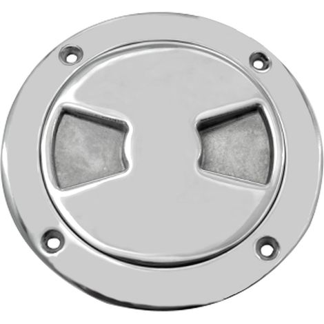 Plaque de pont ronde en acier inoxydable 316, 5 pouces, en forme d'éventail, avec œillet : Deux types d'accessoires de quincaillerie marine et nautique - Plaque de pont en forme d'éventail - (1/4)