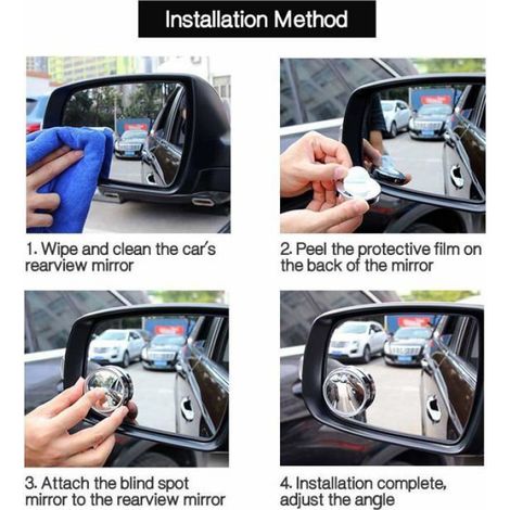 Rétroviseur Angle Mort - Verre Cristal HD - Rotation 360° - Auto-adhésif 3M - Pour Toutes Voitures - 1 Pièce (1/5)