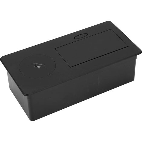 Schwarze Unterputz-Steckdose mit integriertem kabellosem Ladegerät, 2-fach Wandsteckdose, 250 V Wechselstrom, keine Verkabelung erforderlich, 2er-Pack, für Büro und Zuhause (1/5)