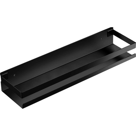 Étagère murale de rangement très résistante - sans perçage, acier inoxydable, 30 cm (noir) (1/5)