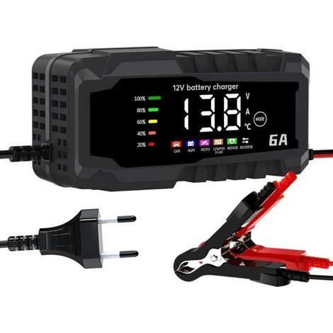 6A12V LiFePO4 Chargeur de Batterie Intelligent, Chargeur Batterie avec écran Tactile LED