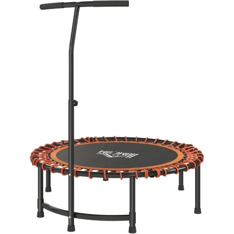 Adjustable Handle Mini Round Steel Frame Trampoline in Vibrant Orange for Kids and Fitness Fun (1/5)