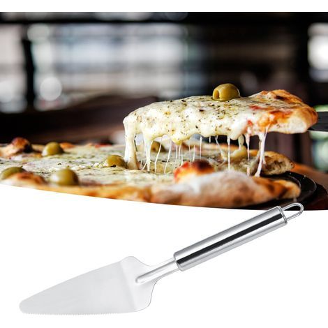 2 Stück multifunktionale dreieckige Pizzaschneider und Spatel aus Edelstahl – Küchenzubehör (1/5)