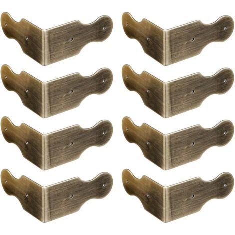 Lot de 8 protections d'angle en laiton pur pour boîte à bijoux en bois, accessoires pour cadre photo (bronze antique) (1/5)