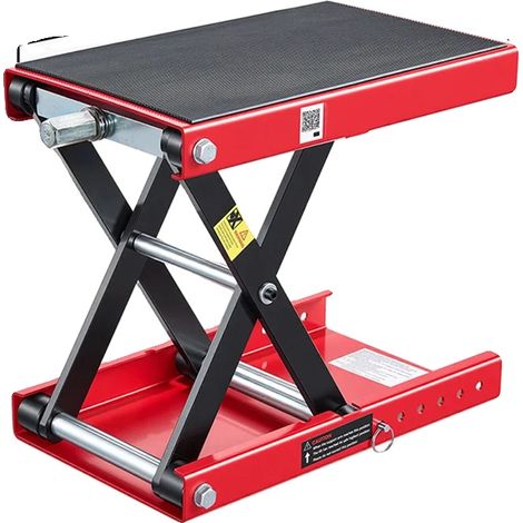 Elevador de motocicletas, capacidad de 500 kg, altura ajustable, rojo y negro. (1/2)