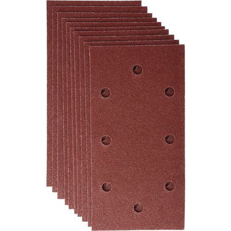 Pack of 10 abrasive sheets 93x185mm 8 holes Grit 80 for orbital sanders Wood Metal (1/5)