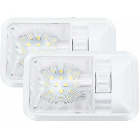 Ulisem 12 V plafonnier LED RV 280 lm, lampe de toit éclairage intérieur pour remorque, camping-car avec interrupteur (Lot de 2) 1 (1/5)