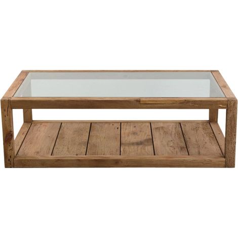 Table basse en bois recyclé et verre Blaise (1/5)