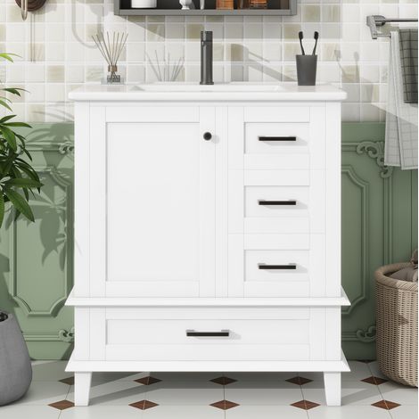 mobile contenitore 76x46x83,5 lavabo ceramica bianco OKMYHOME (1/5)