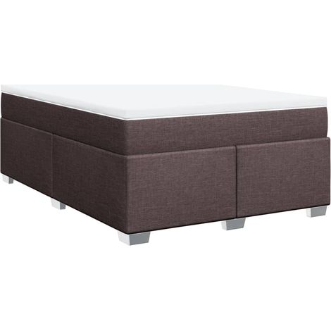 Maison Exclusive - Cama box spring con colchón tela marrón oscuro (1/5)