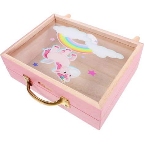 Tirelire Bois pour Garçon Fille Pot Épargne avec Motif Licorne pour Économiser Liquide Décoration De Bureau (1/5)