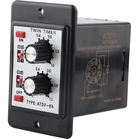 Relais de minuterie de contrôle de bouton, minuterie marche/arrêt ATDVYA AC110v 220V 50/60Hz