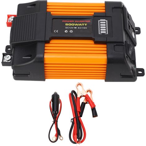 Onduleur 12V CC vers 110V CA 500W, affichage batterie, 2 ports USB et 1 prise, onde modifiée pour voiture, chargeur pour téléphone et ordinateur portable (1/5)