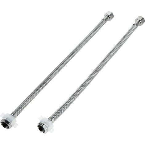 Lot de 2 raccords de tuyau flexible, en acier inoxydable, G1/2" x G1/2", tuyau blindé pour robinet, flexible de douche pour robinet mitigeur (40 cm) (1/5)