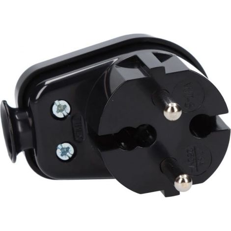 Winkelstecker b/u 16A 2P 250V schwarz WT-16 K2