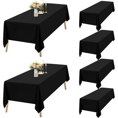 Lot de 6 nappes noires 153x260 cm, imperméables, lavables, polyester