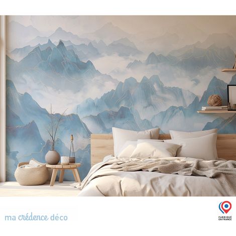 Papier peint : Montagnes lointaines et filets dorés - Intissé - 200 cm - 280 cm (1/5)