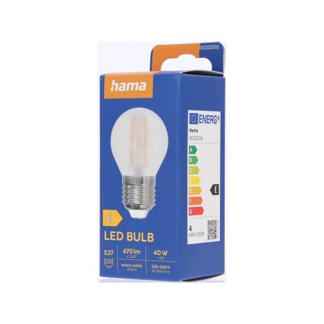 AMPOULE FILAMENT LED, E27, 470LM REMPL. 40W, GOUTTE, GIVRéE, BLANC CHD HAMA (1/3)
