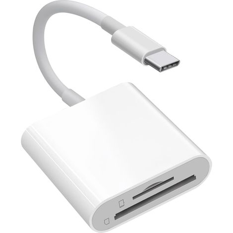 Lecteur de carte USB C vers SD, adaptateur de carte SD USB de type C avec mémoire SD MicroSD, deux emplacements pour 15 16 17/iPad/MacBook/Mac, visionneuse caméra de (1/5)