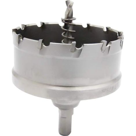 Heavy-duty industrial grade TCT bi-metal carbide hole saw cuts 2-15/16" (75mm) stainless steel holes (1/4)