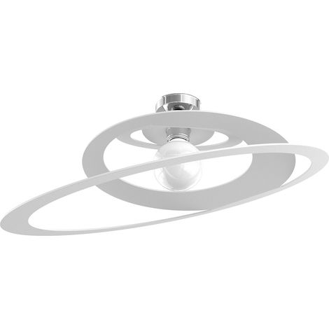 Plafoniera Industrial-Minimal Bungee Metallo Bianco 1 Luce E27 D70Cm