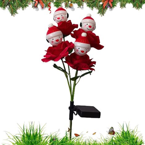 Guirlandes Lumineuses LED De Noël pour Extérieur,Piquets De Jardin À Roses pour Fêtes,Lumières De Noël Solaires Extérieur - pour Décoration Jardin Porche Pelouse (1/5)