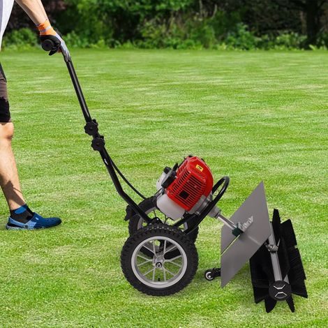 43CC Gas Power Sweeper, 2-stroke Walk Behind Broom with Wheels, All-Season Cleaning for Snow, Leaves and Lawns (1/5)