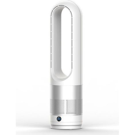 Ventilador de torre sin aspas ZVD de 18 pulgadas, con refrigeración y calefacción, 8 velocidades, temporizador de 8 horas, rotación cíclica de 80°, pantalla LED, ideal para dormitorios y oficinas. (1/4)