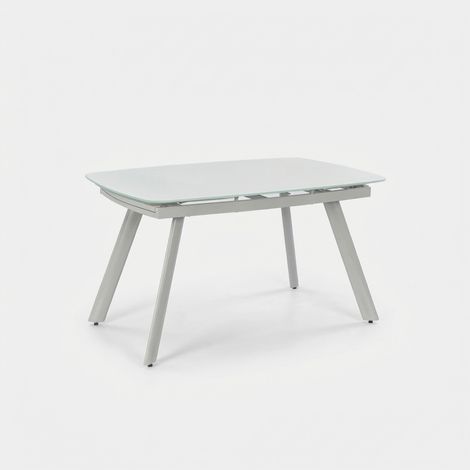 Tavolo allungabile in vetro temperato design pranzo Blanco