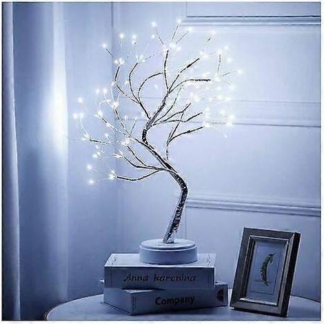 Lampe bonsaï LED à 108 LED, lampe de table bonsaï à fil de cuivre réglable, lampe bonsaï LED pour la décoration de bureau ou de chambre (blanche) (1/5)