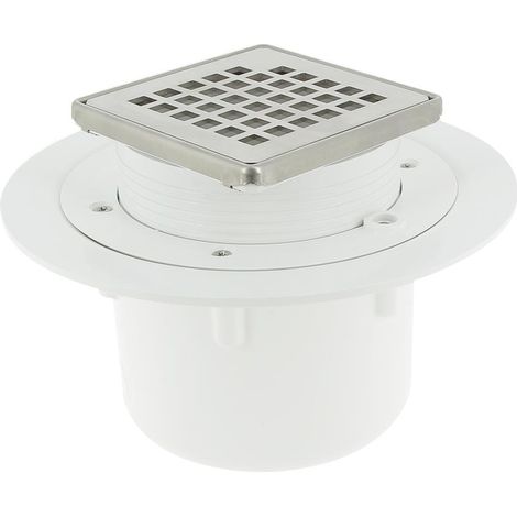 NICOLL Siphon sortie horizontale Ø50 grille 10x10 inox (1/2)