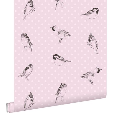 papier peint oiseaux rose clair - ESTAhome (1/5)