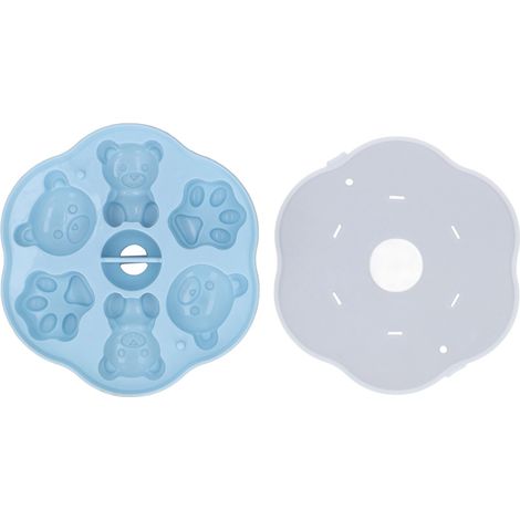 Moule en silicone ours mignon patte de chat glaçon gâteau pudding cuisine bleu avec couvercle