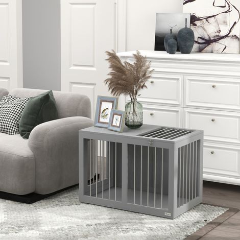 Gabbia per cane con 2 porte bloccabili, acciaio, 80 x 50 x 56,5 cm, grigio OKMYHOME (1/5)