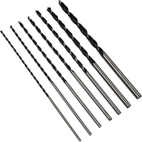 Foret Bois Long 7 pcs Set, Jeu de Forets a Bois HSS-G, Meche Bois 4mm, 5mm, 6mm, 7mm, 8mm, 10mm, 12mm x 300mm de long, pour le bois (1/4)