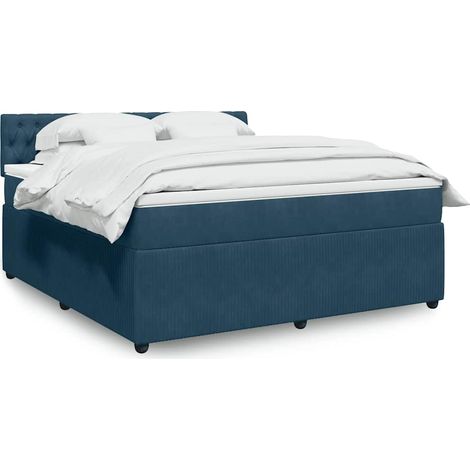 Boxspringbett mit Matratze Blau 180x200 cm Samt (1/5)