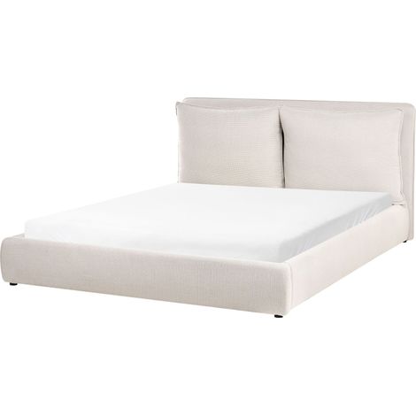 Letto matrimoniale beige con testiera imbottita 160 x 200 cm Bajonna (1/5)