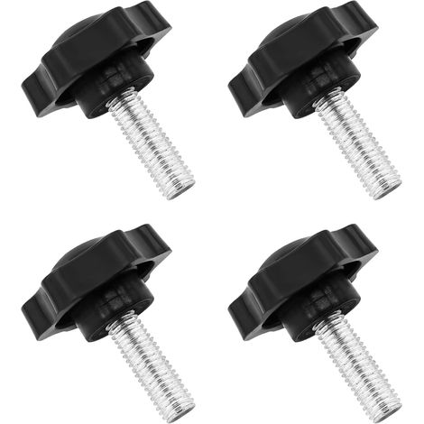 Lot de 4 boutons de serrage à vis - 38 mm de diamètre - En forme d'étoile - Filetage mâle M8 × 16 mm
