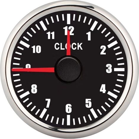 2in Universal 0-12 Hourmeter Clock Tableau de bord Jauges Affichage rouge Backlight 12V / 24V pour Car Boat Yachtnoir Dial Silver Frame (1/5)