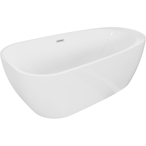 Mexen Giada baignoire autoportante 170 x 90 cm, blanc brillant, trop-plein nickel brossé - 52741709000-97 (1/3)