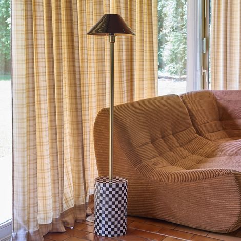 Lampadaire intérieur métal et pied damier noir - Oris
