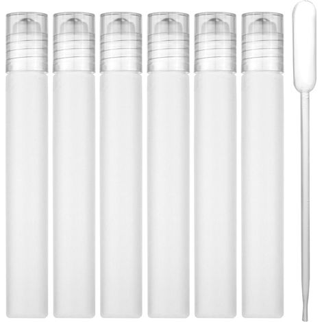6pcs Essential Oil Roller Bottle, 10 ml Potable Roll on Flaschen avec Tube Distributeur Flacons à Roulettes Plastique Mat Cosmétiques Rechargeables Flacon de Parfum à Bille Roulante Voyage (1/5)