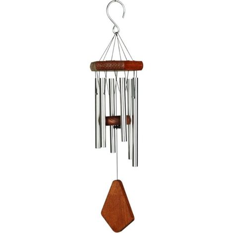 Windspiel – Für den Außenbereich – Windmobil – Windorgel – 45 cm – Gestimmte Klangröhren – Aluminium – Silber