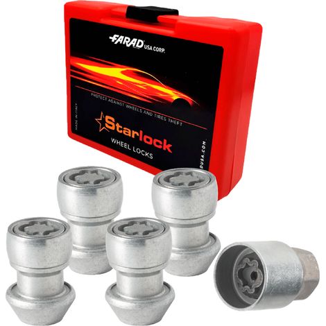 Vis de roue antivol pour Volvo V50/ S40/ V40 M12x1,5 acier Gris lot de 4 avec clé (1/5)